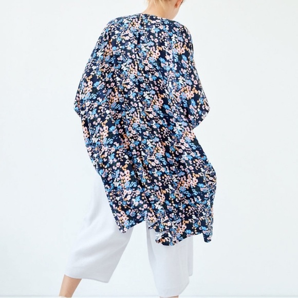 Sunday Best Aritzia Aitken Floral Kimono Blue Small Medium Oversized - Picture 3 of 8